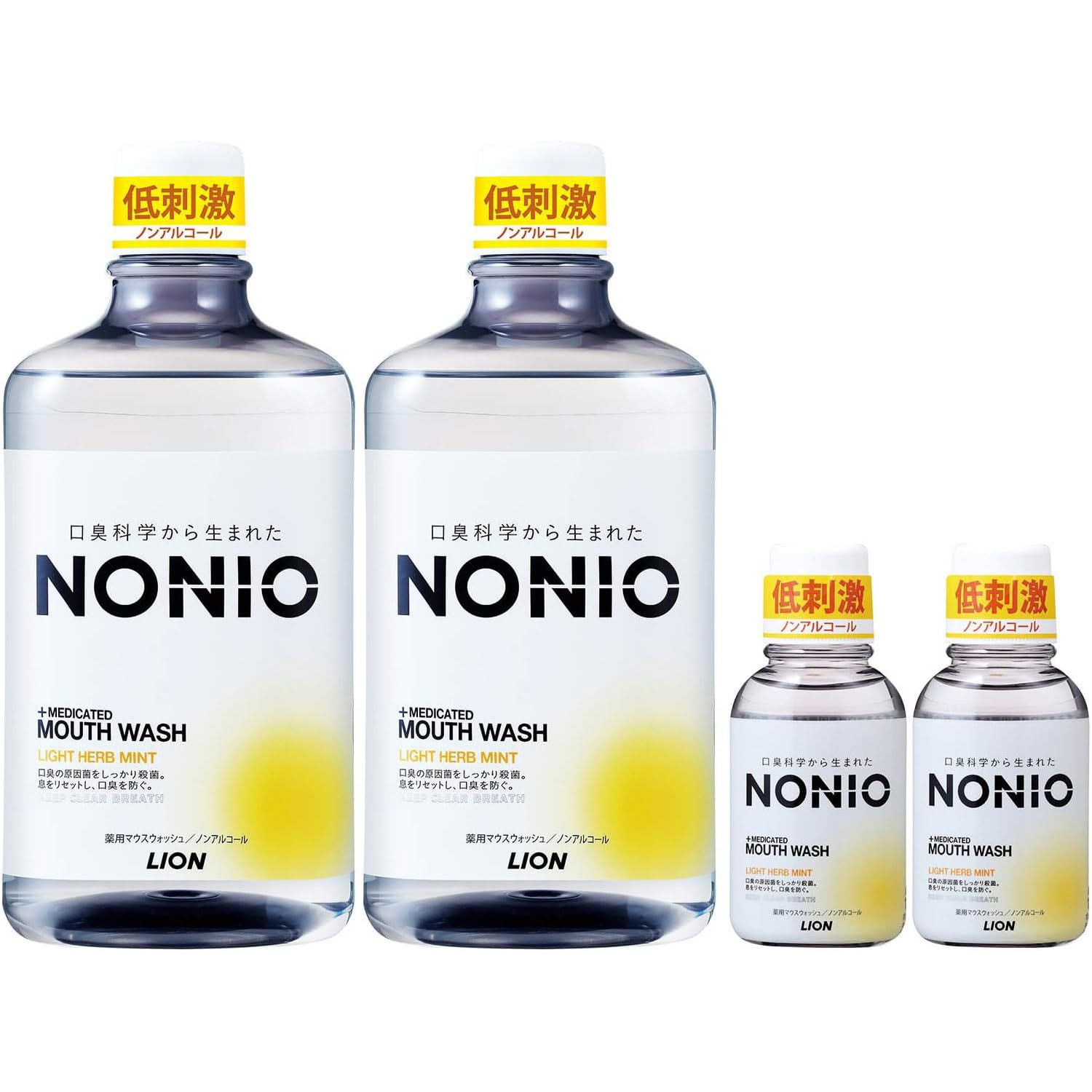 

Ополаскиватель для полости рта NONIO с легким травяным ароматом и мятой, стерилизует вредные бактерии, 600 мл, мини-ополаскиватель, набор из 2 шт., 80 мл, 2 шт. [Квази-лекарство] (Безалкогольный