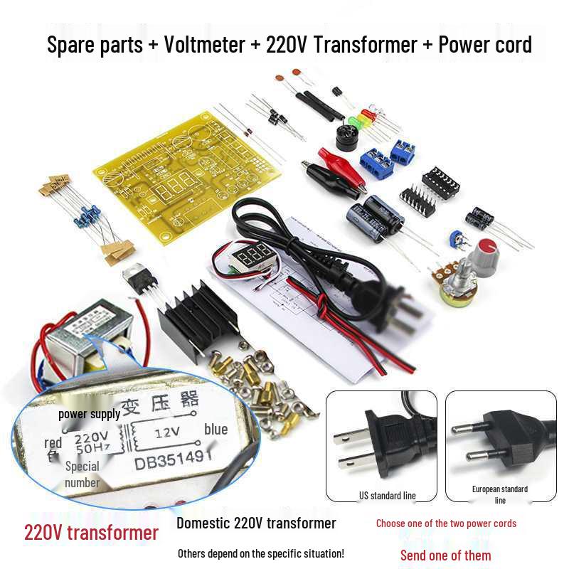 LM317 Adjustable DC Voltage Stabilizer Circuit Kit with Digital Display - DIY Electronics Training