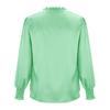 Women Shirt Stand Collar Ruffle Trim Long Sleeve Pullover Tops Solid Color Silky Satin Shirt Loose Fit Casual Tops