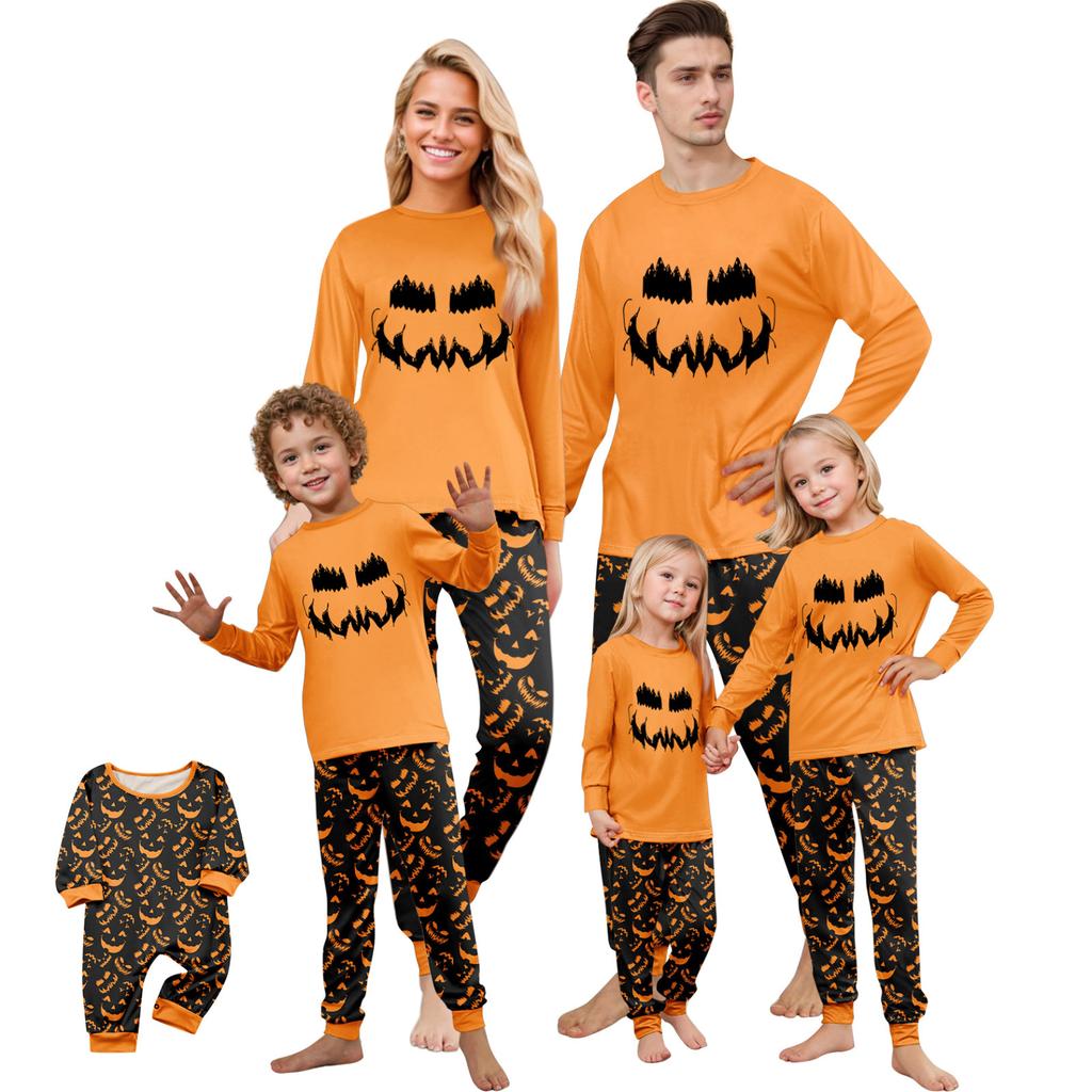 Print Cute Family Set Pajamas, Home Clothes, Family Set Long Sleeve Top Pants Set