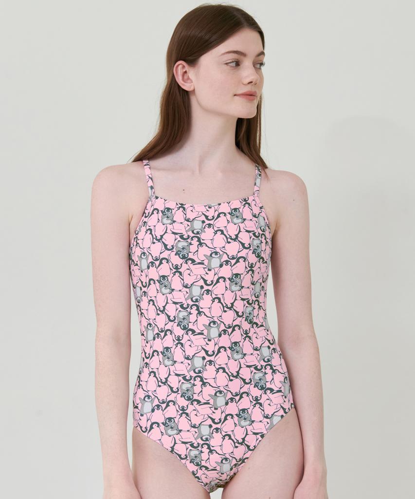 Loseuteuinseoul Penguin One-Piece Swimsuit Pink