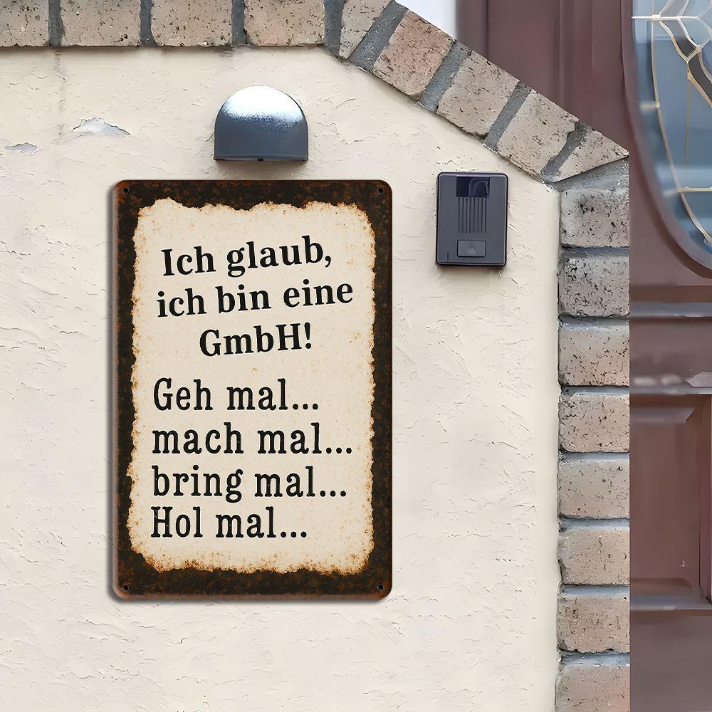 "GmbH" German Humor Sign - 20.32x30.48cm Vintage Metal Decor for Office & Bar