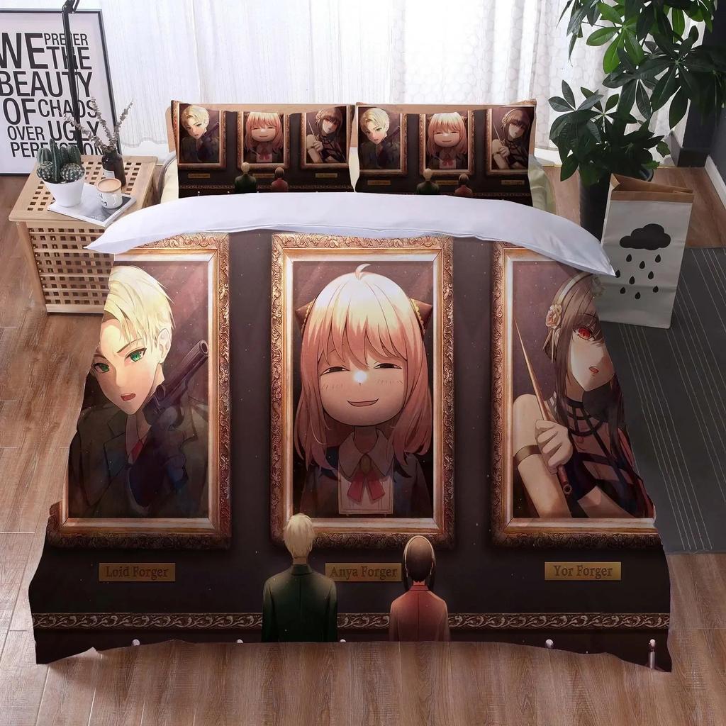 3D Print Anime Spy Family Anya Bedding Set 3D Printed Suitable for Bedroom Duvet Cover Set With Pillowcases Kids Home Textile