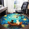 1pc Cat Boat Office Round Area Rug, Under Office Chairs Bedroom Living Room Home Decor, Room Deco, Available in Various Sizes
