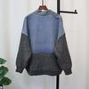 Denim Splicing Design Sense Knitted Cardigan Autumn and Winter New Loose Sweater Jacket Women