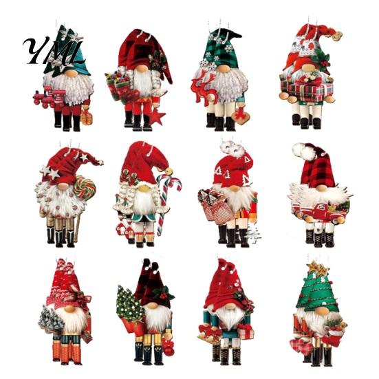 Store Window Christmas Displays 12/24/36Pcs Wooden Nutcracker Gnome Ornament Set for Tree, Retro Hanging Decorations Party Home Decor, Reusable