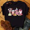 Funny Summer Disney Villains Printed Women T Shirts Round Neck Y2k Clothes Cartoon Graphic T Shirts 90s Female Tops Tees