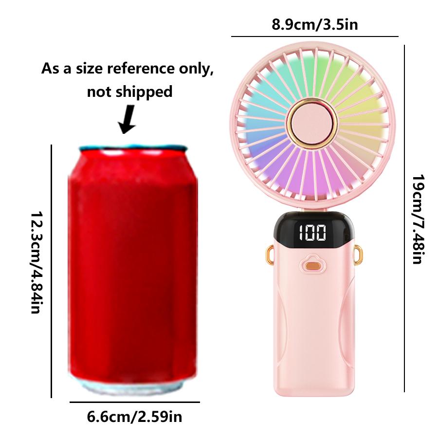 

mi Portable Personal Handheld Small Fan LED Display 90° Foldable Desk Fan with Base 6 Speed Fan For Makeup Travel Outdoor School