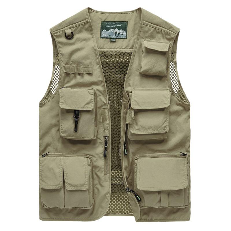 Men's Multi-Pocket Mesh Vest for Outdoor Photography and Fishing