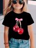 Summer Kid Y2k Cherry Tshirt Short Sleeved Print Comfortable Casual Tops Tees Childrens Clothing Boys and Girls Tshirt