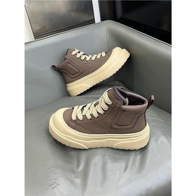 Herbst und Winter neue Lederoberfläche Samt High-Top Baumwollschuhe Plateau Sport Freizeitschuhe cr