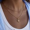 Youthway Double - Layer Necklace With White Rhinestone Sun Pendant Stainless Steel With  Gold Color Women'S Summer Necklace