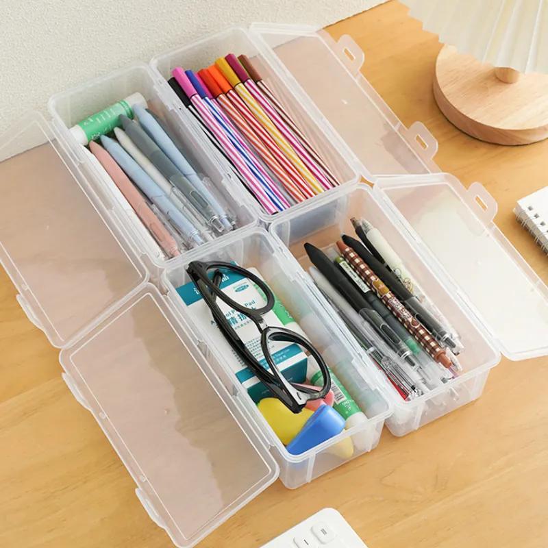 Pencil Storage Box Large Capacity Transparent Stationery Storage Box Pen Holder For Colored Lead Children'S Crayons Drawing And Sketching Pencil Case