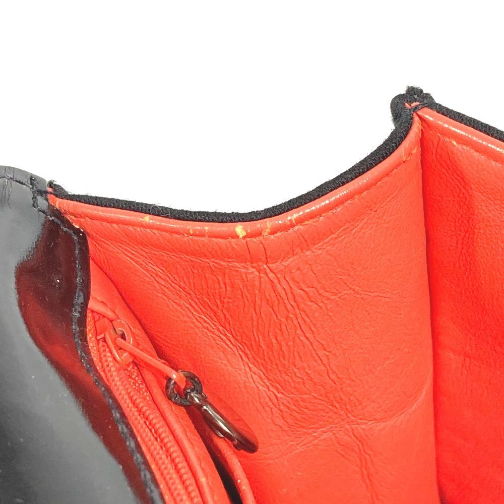 CHANEL vintage CC logo flap bag Shoulder Bag cotton / Patent Leather Black