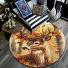 Autumnal Deer Round Area Rug,Carpet Rug for Living Room Bedroom Sofa Playroom Decor,Non-slip Floor Mat