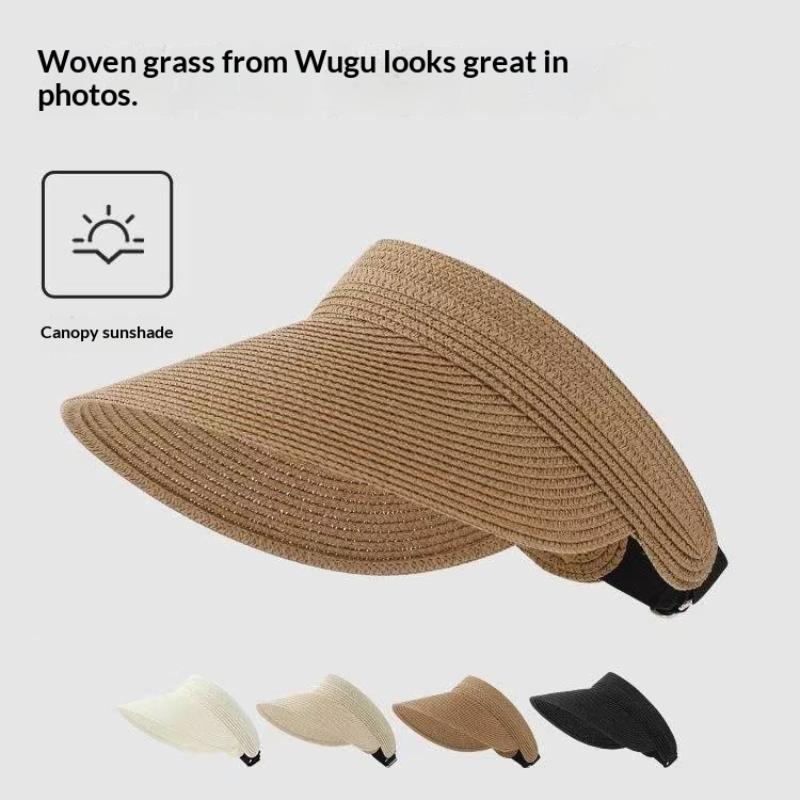 UPF50 Plus Wide Brim Straw Beach Hat For Women Sun Visor Foldable Lightweight Sun Hat For Lawn Party