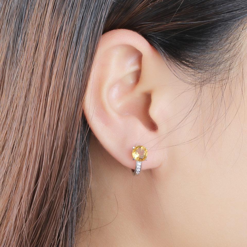 2024 Luxury Earrings High Quality 925 Sliver Women Earring Citrine Round Zirconia Custom Hoop Earrings Fashion Jewelry
