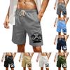 Herrtryck Bomull Linne Casual Shorts Herr Mode Badshorts