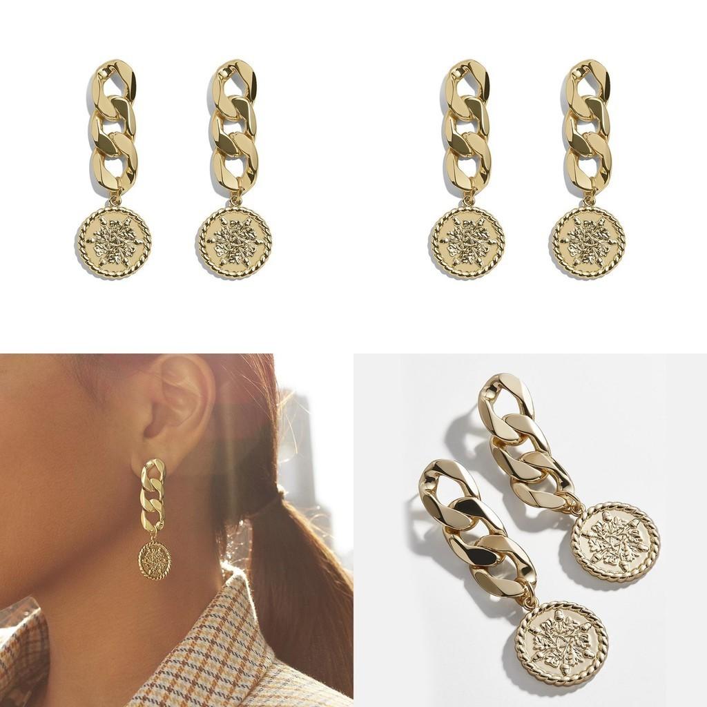 Elegant Gold Plated Alloy Hoop Earrings Modern Chain Braided Design For Women