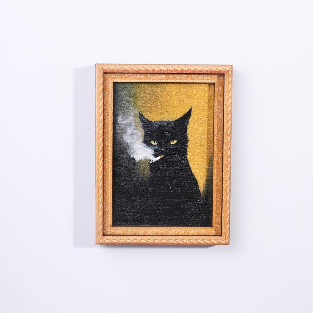 

Cute Cat Wooden Refrigerator Magnet Magnetic Back Unique Cat Portrait Decor Cartoon Oil painting style Fridge Stickers Office