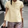 ZANZEA Women Summer Casual Doll Collar Short Sleeve Satin Blouse