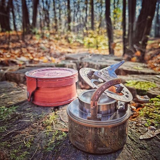 Drum Sundial Compass  Brass  Maritime  with Leather Case Christmas Present  Gift