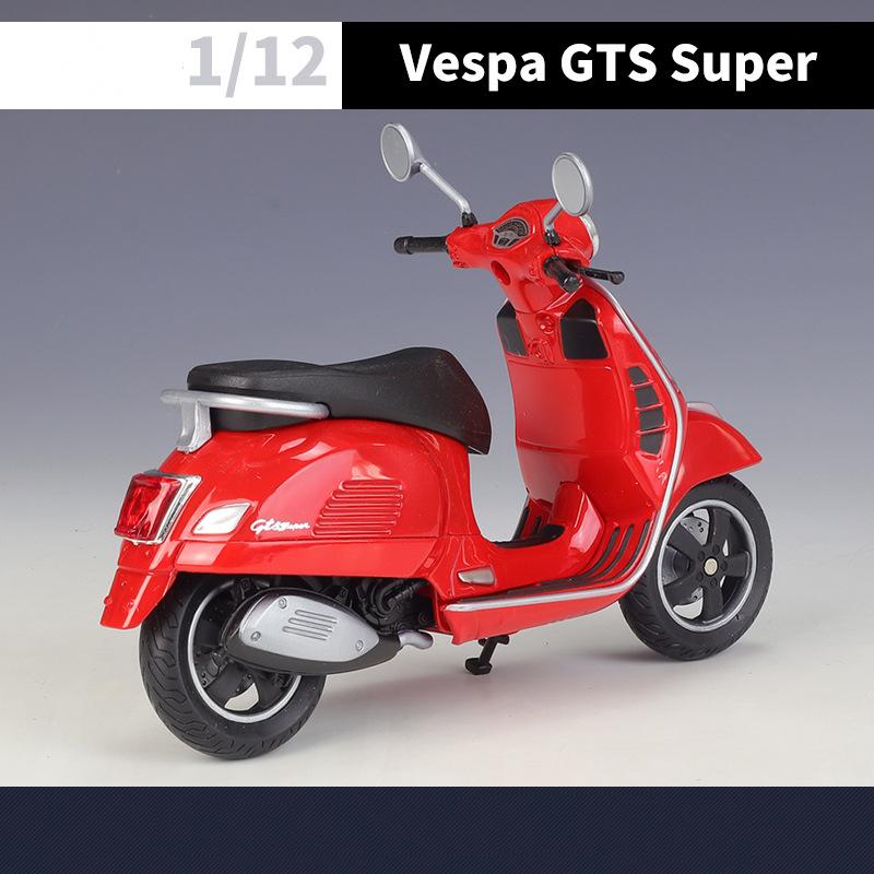 Welly 1/12 Vespa GTS Super 2020 Modello di Motocicletta in Metallo pressofuso Giocattolo Veicolo da Collezione Moto Fuoristrada Autociclo Giocattoli Auto