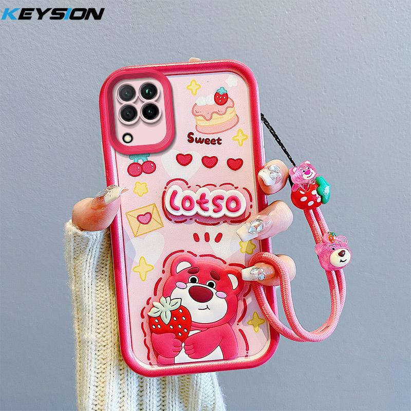 

Противоударный чехол KEYSION для Samsung A12 A22 4G со шнурком, силиконовый милый 3D-чехол для телефона с мультяшной куклой для Galaxy M32 M12 for Samsung A22 4G