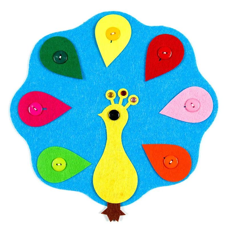 Giocattoli Fai da Te Educativi Creativi EVA Carini Cartoni Animati Fatti a Mano Tessuto Non Tessuto Materiale Bottone Strumenti per la Scuola dell'Infanzia Primi Puzzle per Bambini