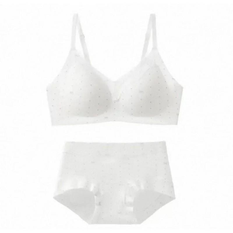 Sweet and Pure Girl Print Lace Edge Pure Cotton Underwear Women's No Steel Ring Anti-sagging Small Chest Gathering Thin Bra