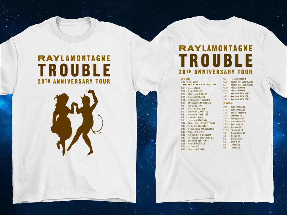 2 Sides Ray LaMontagne 20 Years 2025 2026 Tour Shirt White Unisex S-5XL Unisex T-Shirt
