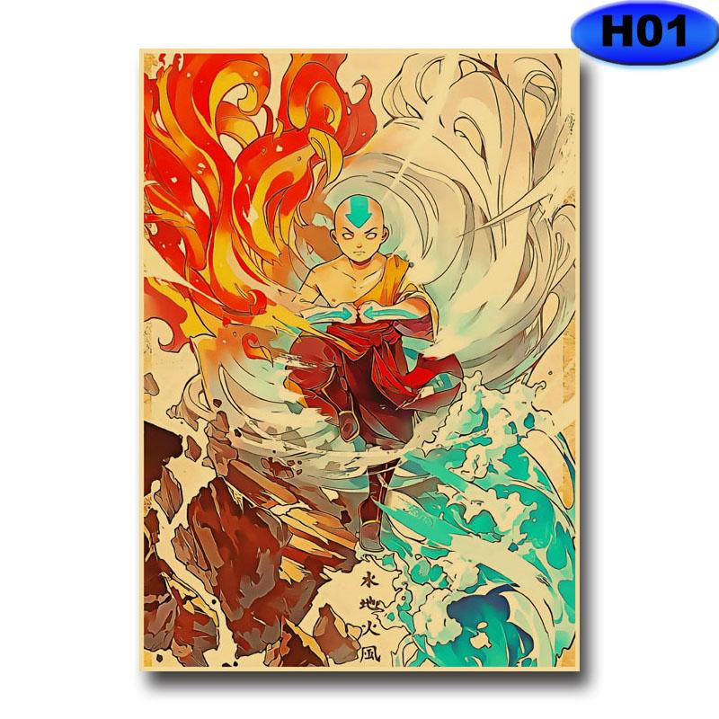 Dekorace pokoje Avatar Poslední Airbender Plakát Vintage Kraft Anime Papír Plakáty a obrázky Nástěnné umění Domácí Bar Kavárna Decor