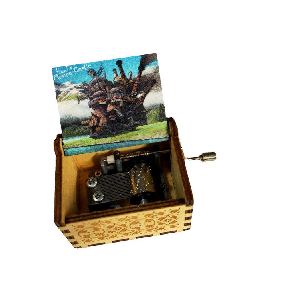 Hochwertige Handkurbel-Holzspieluhr - Thema Schloss im Himmel Kreatives Geschenk