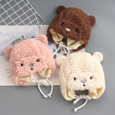 1 peça gorro fofo e quente para recém-nascidos, para meninos e meninas, gorro coreano fofo de desenho animado com protetor de orelha para crianças, chapéu de pelúcia quente de inverno