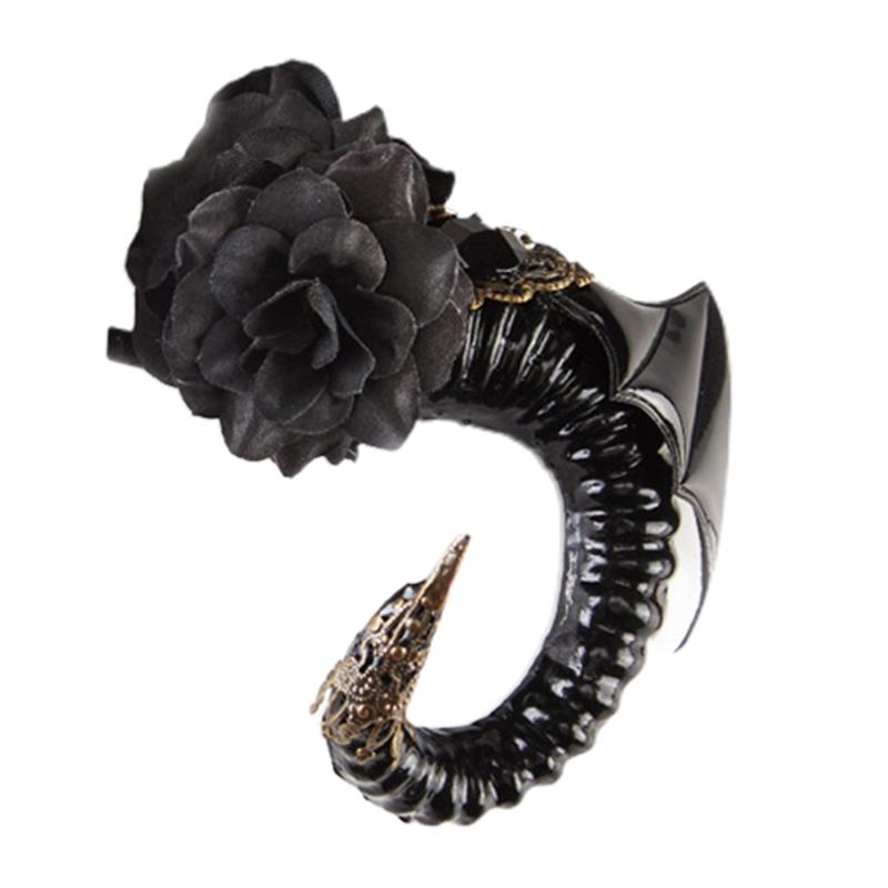 Erwachsene Kinder Dämon Schwarze Farbe Ochsenhorn Haarspange Stoffumwickelte Haarnadel Halloween Weihnachten Kostüm Cosplay Party