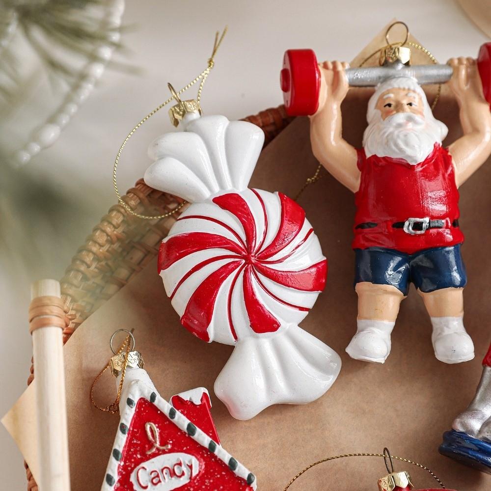 New Red White Painted Christmas Ornaments Plastic DIY Christmas Tree Pendant Christmas Tree Hanging Ornaments Home Party Decor