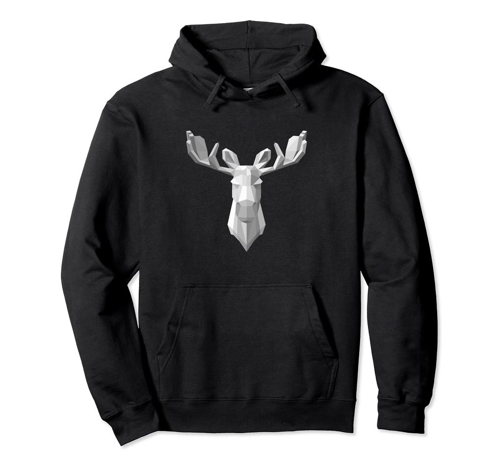 Canadian Moose Origami Wildlife Abstract Design Hoodie