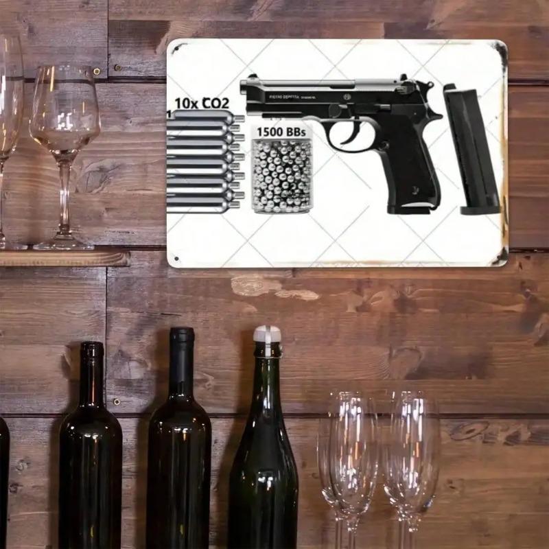 Beretta 92FS CO2 BB Pistol Metal Tin Wall Sign Vintage Sports Decor