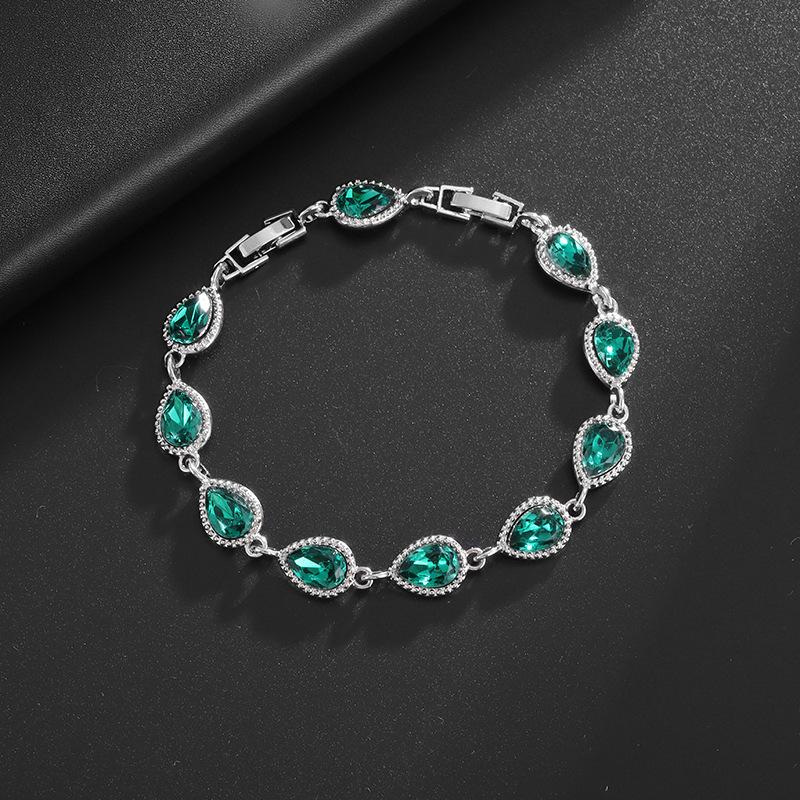 Fashion Trend Women's Simple Inlaid Rainbow Gemstone Bracelet Light Luxury High-end Hand Jewelry