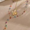 Luxury Colorful Crystal Tassel Necklace For Women Exquisite Flower Shiny Rhinestone Choker Bohemian Vacation Party Jewelry Gift