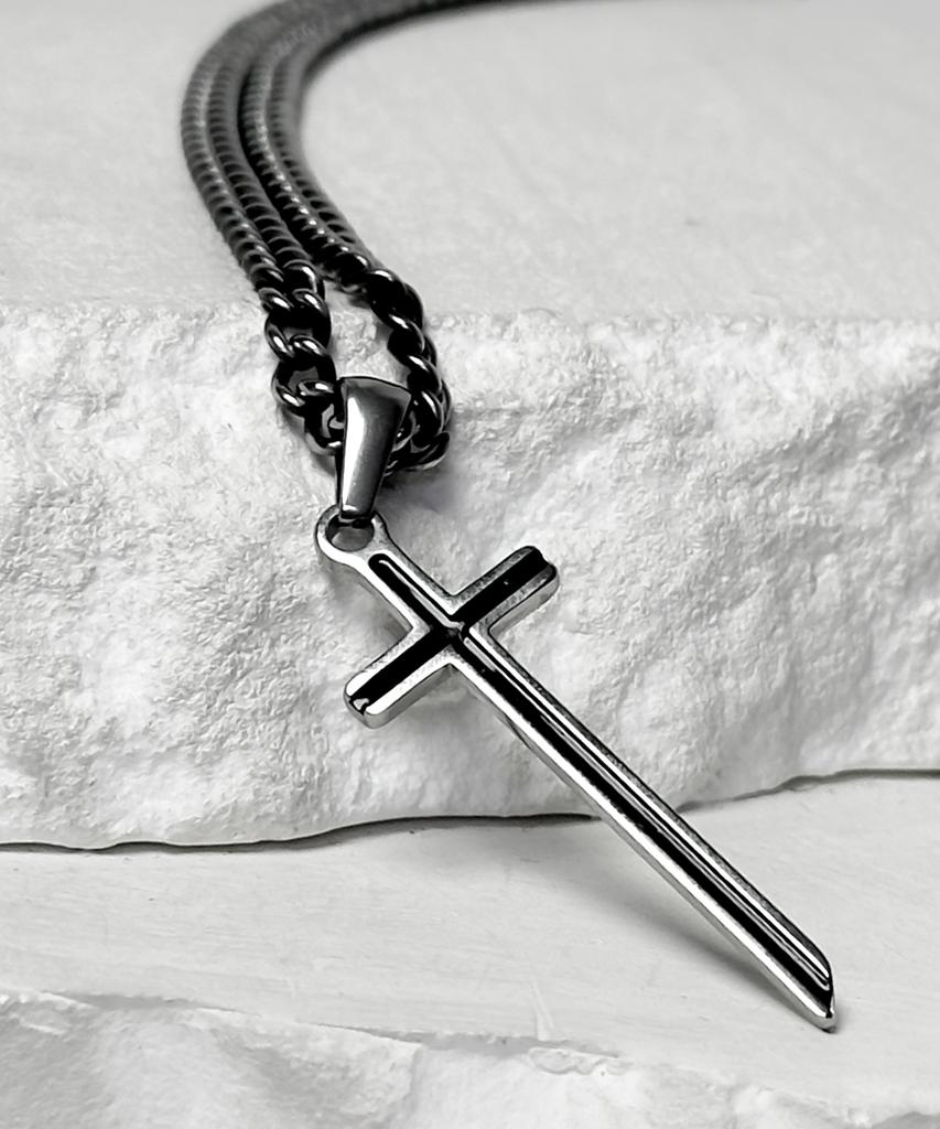 Blessed Bullet Classic Chain Cross Necklace_Vintage Silver/Black Silver/Silver/Gold