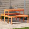 Vidaxl Picnic Table, Waxed Brown, 110X134X75 Cm, Pine Wood