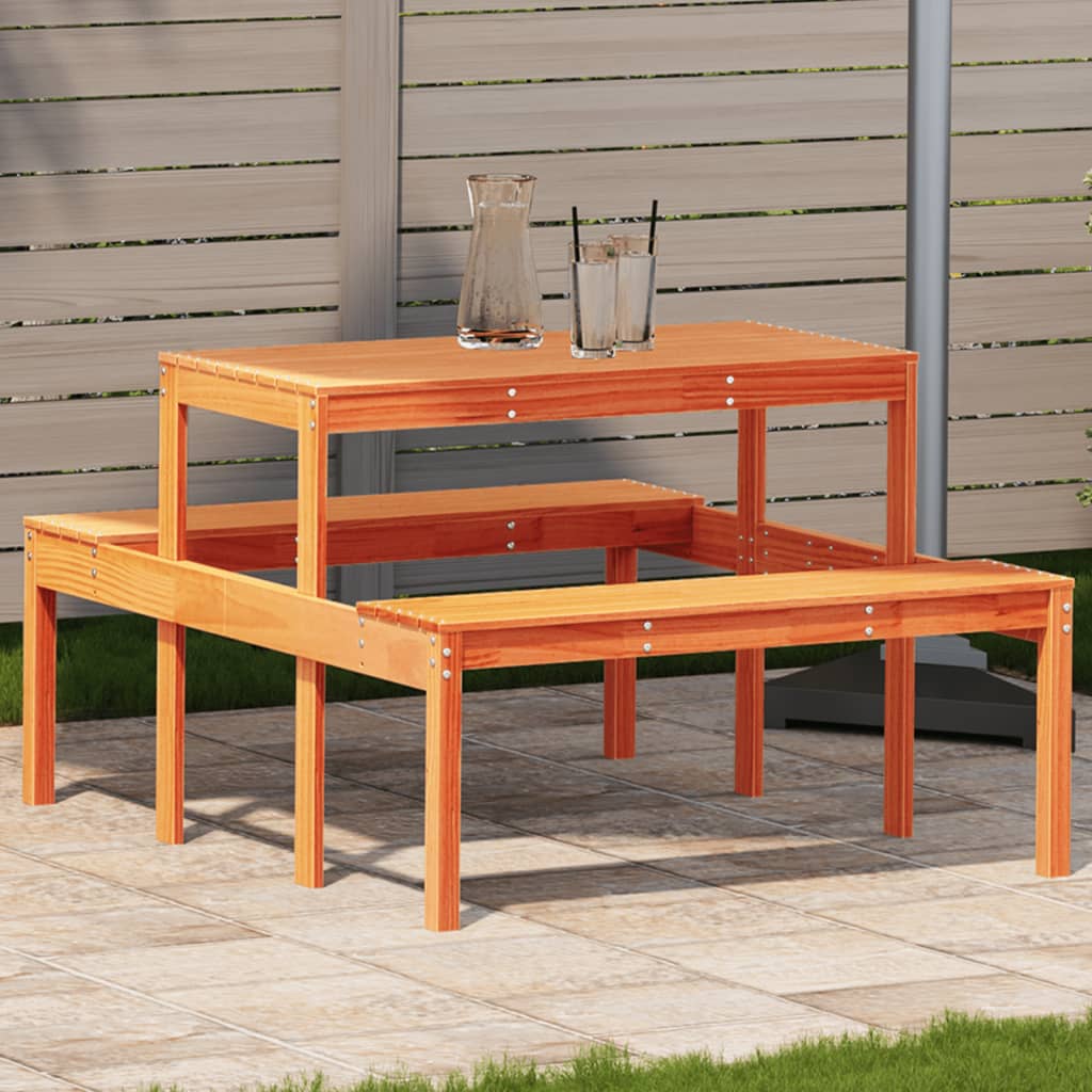 Picnic Table Wax Brown 110 X 134 X 75 Cm Solid Pine Wood