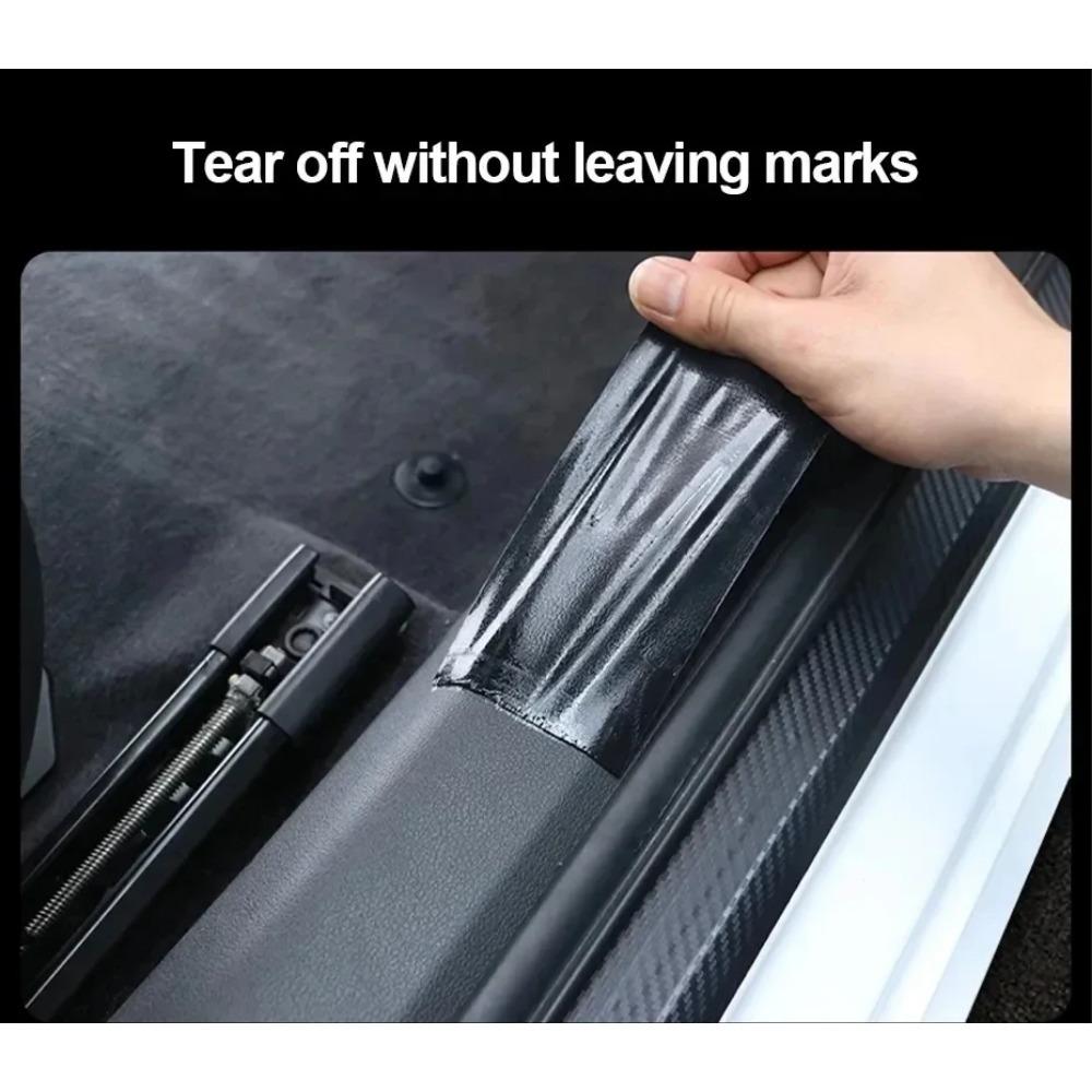3D Carbon Fiber Sticker Paste Car Threshold Protective Film Anti Scratch Waterproof Matte Black Nano Sticker for Car Body