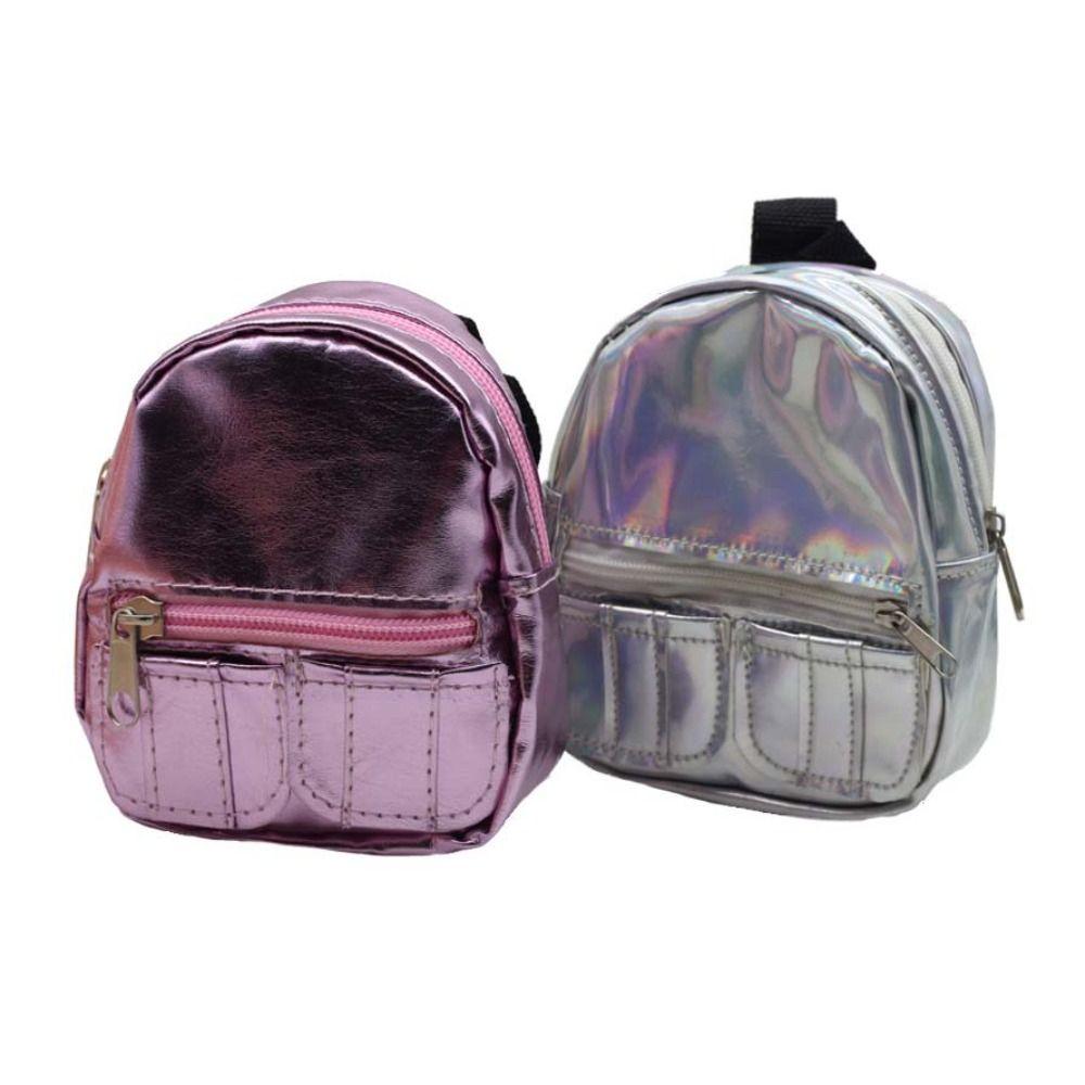 Girl Schoolbag 18inches Doll Backpack Pink Silver Mini Knapsack Doll Backpack Kids Gifts