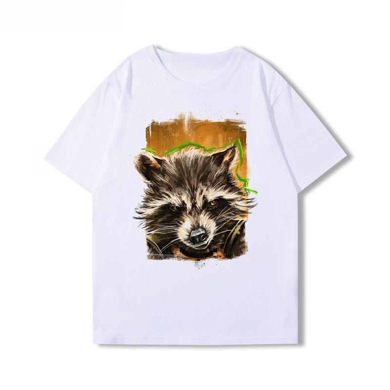 

Authorizes The New Galaxy Guardians Yongdu Raccoon Star Lord Printed T-shirt for Men and Women with Loose Short Sleeves 4XL