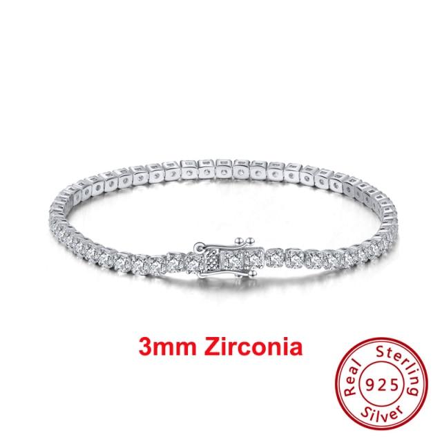 

Подлинный теннисный браслет из стерлингового серебра 925 пробы с прозрачным кубическим цирконием, серебряный браслет для девочек, праздничная бижутерия, цепочка на руку Sb61 16.5cm