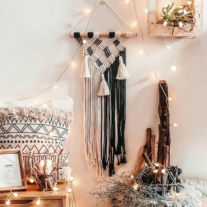 Macrame wall hanging with natural wooden woven tapestry boho home decor baby shower gift Macrame wall hanging with natural wooden woven tapestry boho home decor baby shower gift