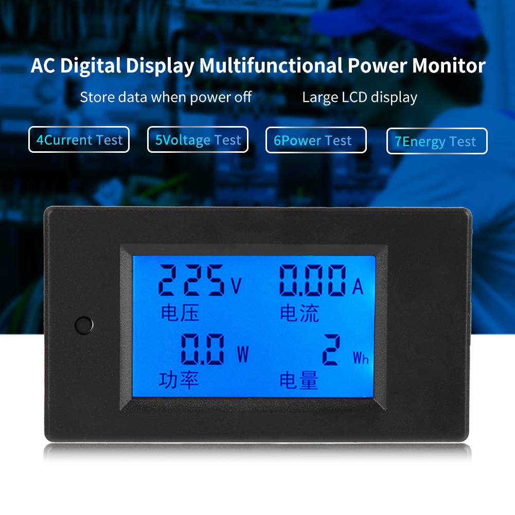 Digital LCD Voltmeter PEACEFAIR PZEM-021 LCD Display Digital AC Voltage Current Power Energy Meter 20A AC80-260V Current Meter