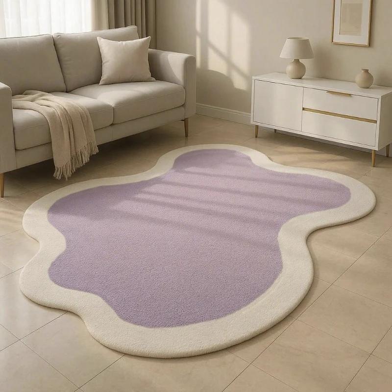 Wohnzimmer Schlafzimmer Plüsch Shaggy Teppich Moderner Nachttischteppich für Schlafzimmer Maschinenwaschbar Nordischer Stil Heimdekoration